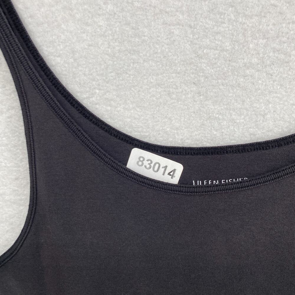 EILEEN FISHER Tank Top M Organic Cotton Ribbed Jersey Cami Slim Scoop Neck Black - Picture 10 of 10